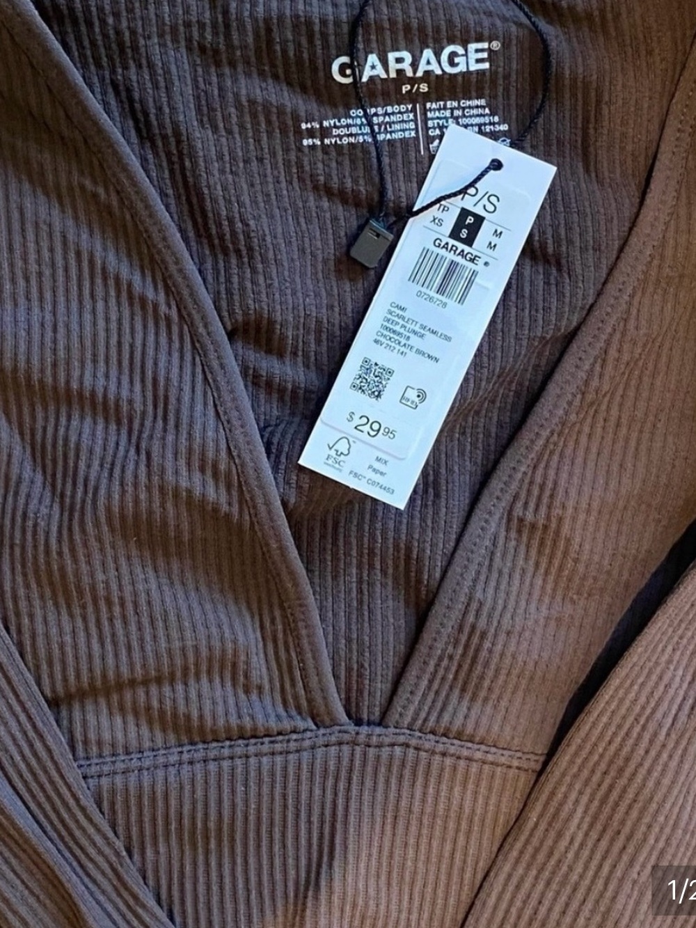 Garage Ribbed Crop top Nwt Sz S